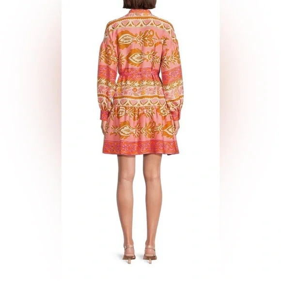 ALEX MARIE Wren Pink Orange Floral Long Sleeve Boho Dress Sz 18 NWT Retro Print - Picture 13 of 13